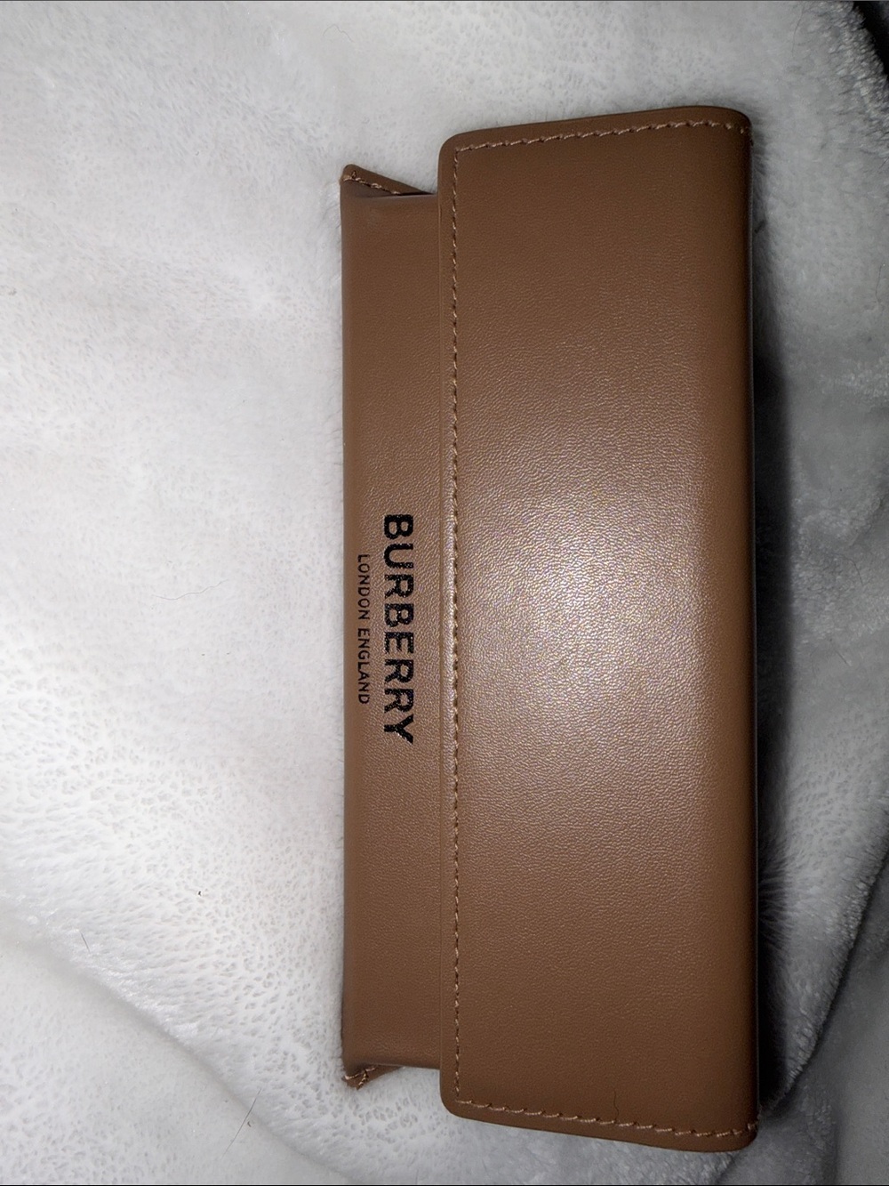 Burberry Cream and Brown Leather Sunglasses Case